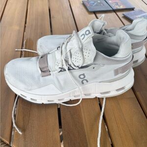 On Running White and Gray Sneakers